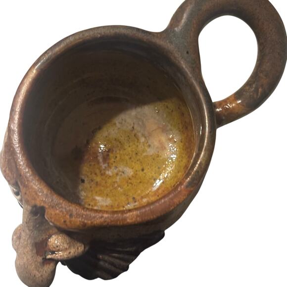 Vintage Ugly Face Stoneware Mug Rustic Earth Pottery Mustache Funny Artsy - Picture 5 of 8